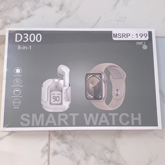 D300 8-in-1 Smart Watch with AirPods, New in sealed Box, Unisex - Picture 1 of 6